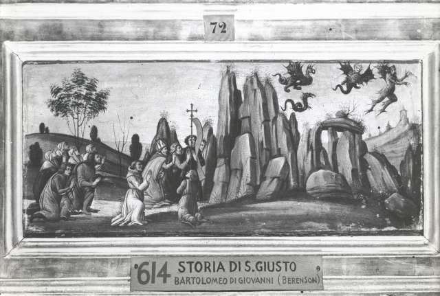 Archivio fotografico dei Musei Vaticani — Frediani Vincenzo di Antonio - sec. XV/ XVI - San Giusto caccia i demoni — insieme, con cornice